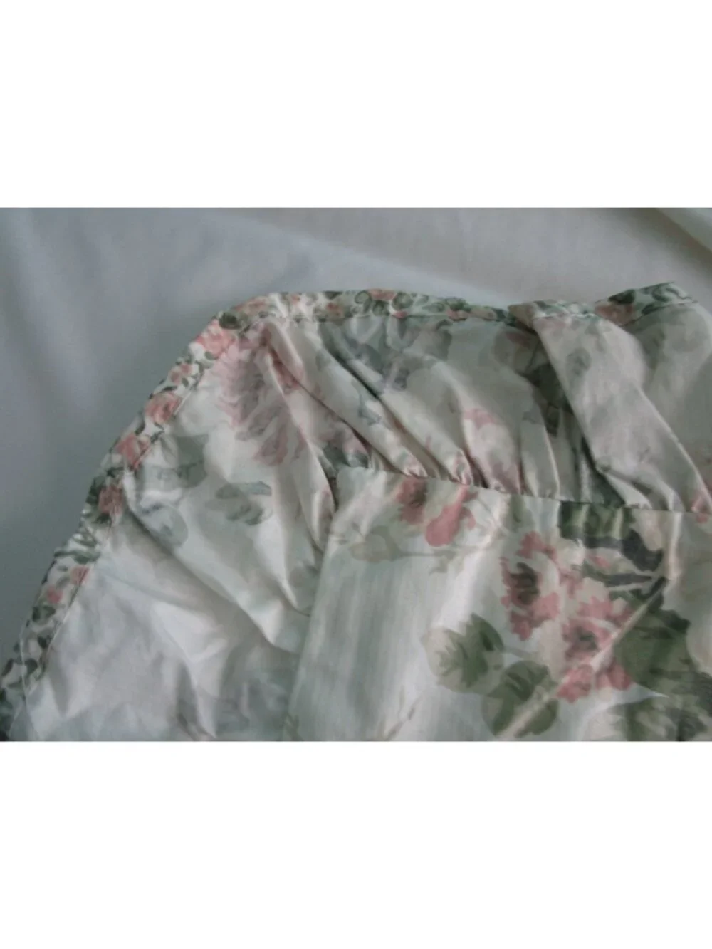 Chintz Floral Ruffled Pillow Sham Standard  Vintage Cottagecore Style Cotton Ble
